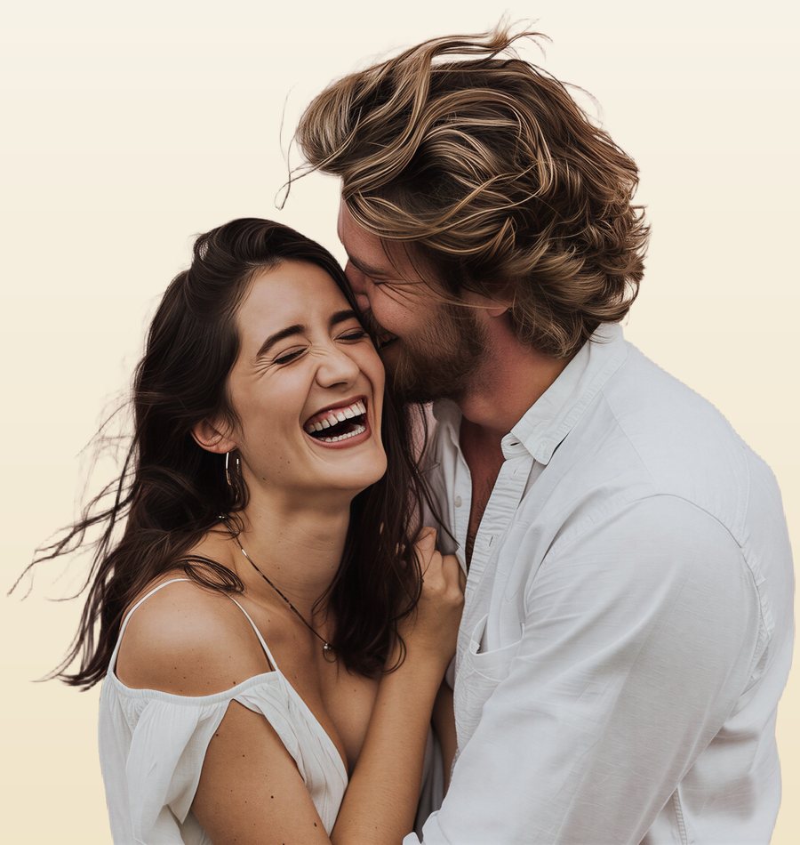 A couple laughing together